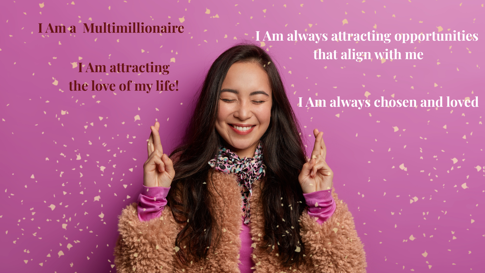Manifestation blog hero image with affirmations about aligned action and identity shift